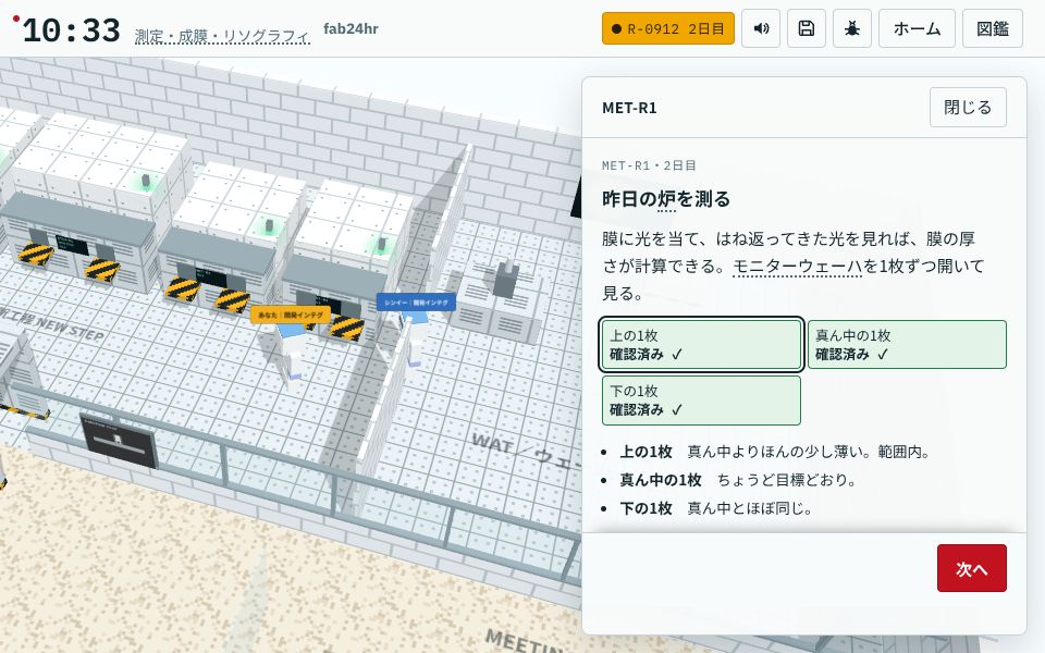 拡散炉のモニターウェーハを測定:上・中・下とも範囲内