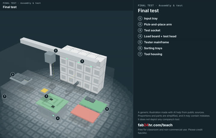 Final test taken apart: a 3D model with each part numbered and named